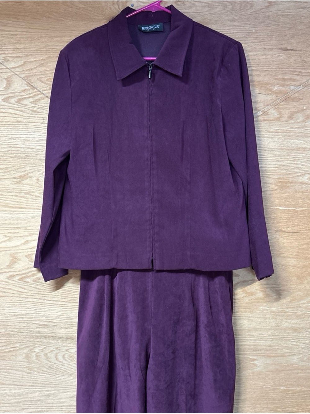 Briggs New York Petite Plum Suede-Look Women's Pantsuit Jacket & Trousers